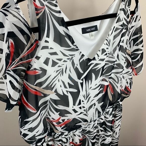 Nine West off shoulder maxi black white red sz 12 D1 - Picture 7 of 10